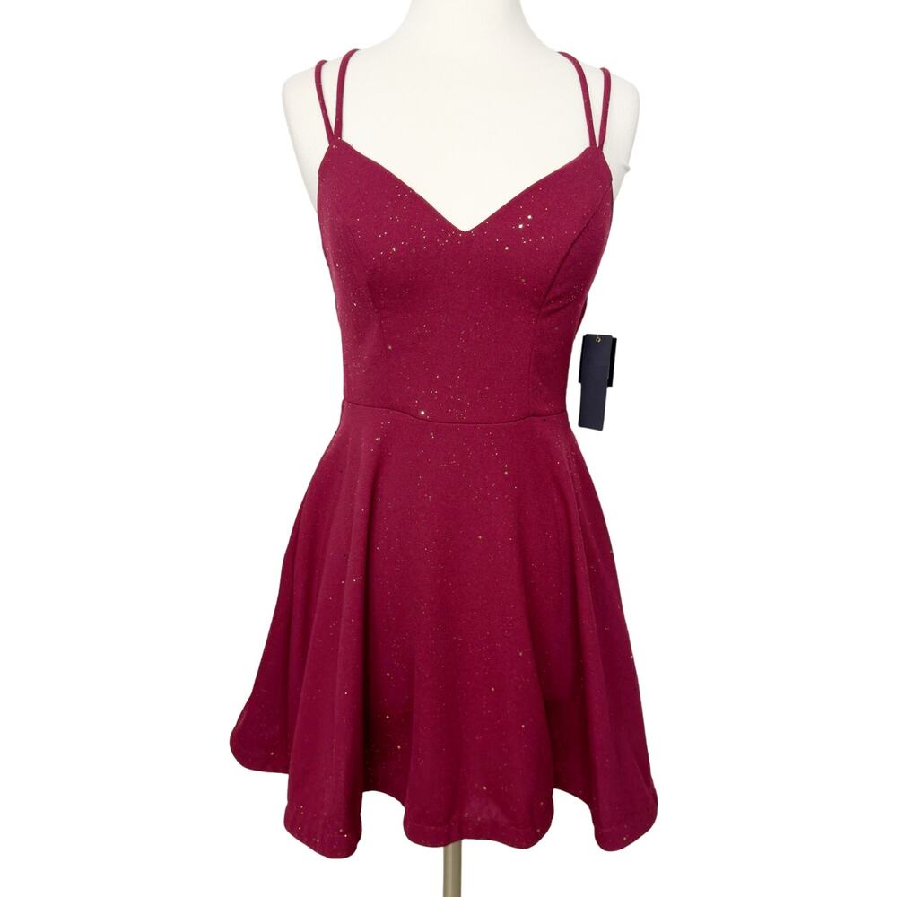 City Studio Burgundy Mini Dress